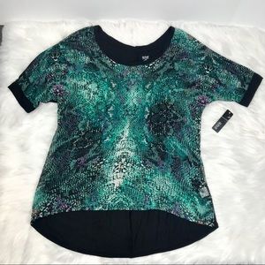 A.n.a Snake Print High Low Sheer Top Size Small